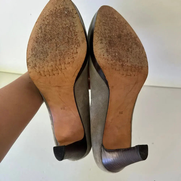 COLE HAAN Size 9 Gray Suede Almond Toe Platform Stacked Heel Slip On - Picture 8 of 8